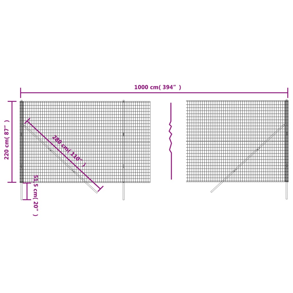 Draadgaashek 2,2x10 m gegalvaniseerd staal antracietkleurig is nu te koop bij PeponiXL, paradijselijk wonen!
