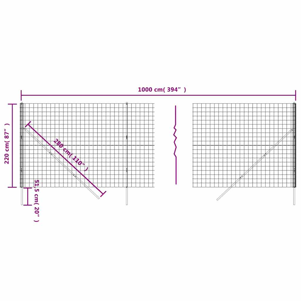 Draadgaashek 2,2x10 m gegalvaniseerd staal antracietkleurig is nu te koop bij PeponiXL, paradijselijk wonen!