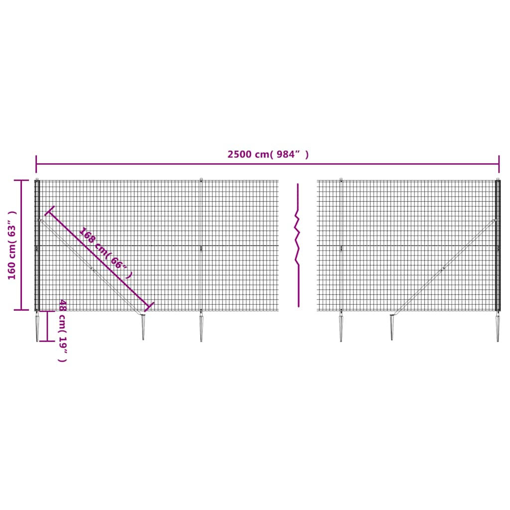 Draadgaashek met grondankers 1,6x25 m antracietkleurig is nu te koop bij PeponiXL, paradijselijk wonen!