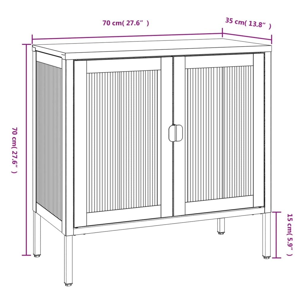 Dressoir 70x35x70 cm glas en staal zwart is nu te koop bij PeponiXL, paradijselijk wonen!