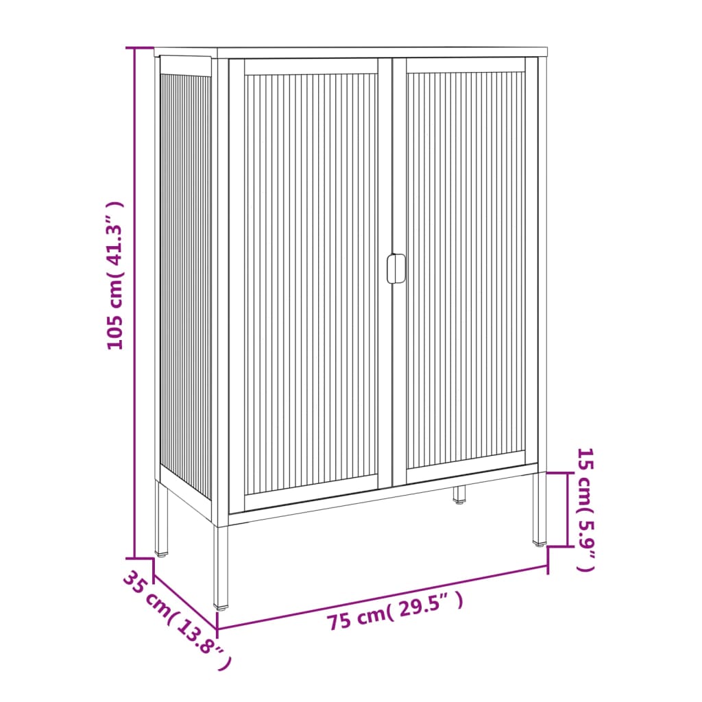 Dressoir 75x35x105 cm glas en staal zwart is nu te koop bij PeponiXL, paradijselijk wonen!