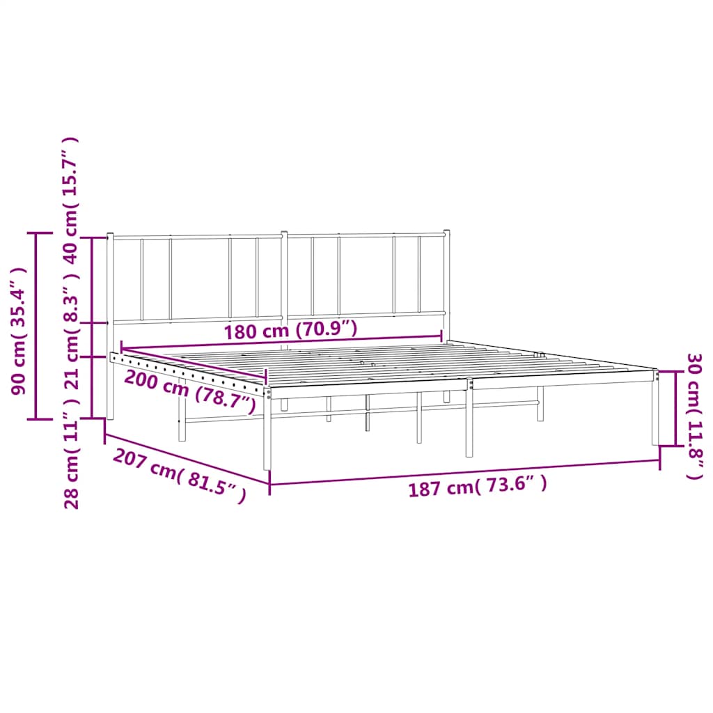 Bedframe met hoofdbord metaal wit 180x200 cm is nu te koop bij PeponiXL, paradijselijk wonen!