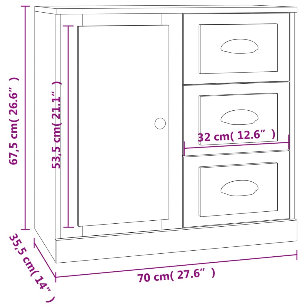 Dressoir 70x35,5x67,5 cm bewerkt hout betongrijs is nu te koop bij PeponiXL, paradijselijk wonen!