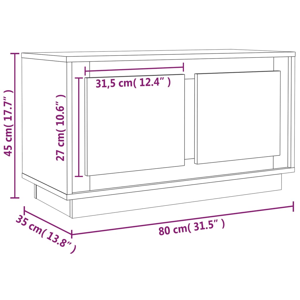Tv-meubel 80x35x45 cm bewerkt hout wit is nu te koop bij PeponiXL, paradijselijk wonen!