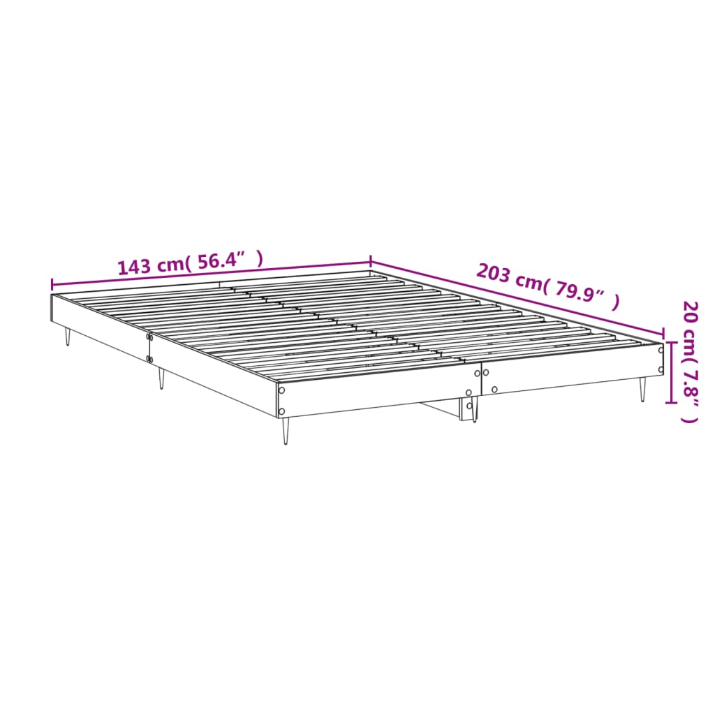 Bedframe bewerkt hout grijs sonoma eikenkleurig 140x200 cm is nu te koop bij PeponiXL, paradijselijk wonen!