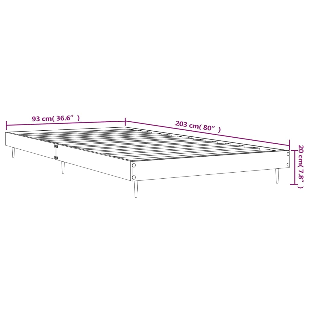 Bedframe zonder matras bewerkt hout bruin eikenkleur 90x200 cm is nu te koop bij PeponiXL, paradijselijk wonen!