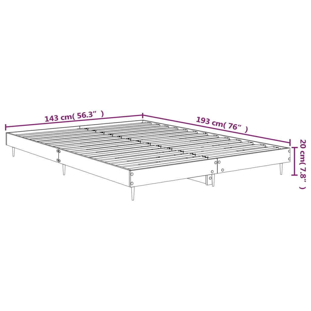 Bedframe bewerkt hout grijs sonoma eikenkleurig 140x190 cm is nu te koop bij PeponiXL, paradijselijk wonen!