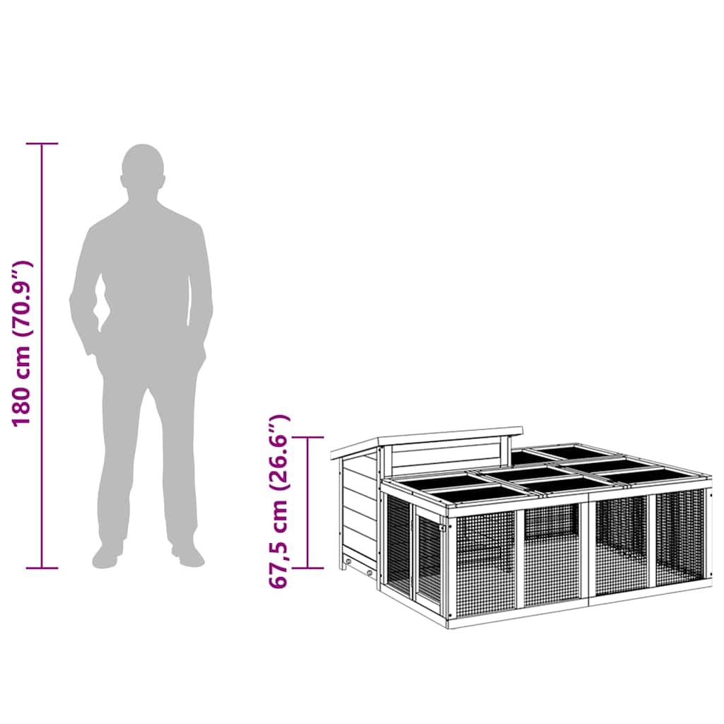 Konijnenhok 144x123x67,5 cm massief grenenhout bruin is nu te koop bij PeponiXL, paradijselijk wonen!