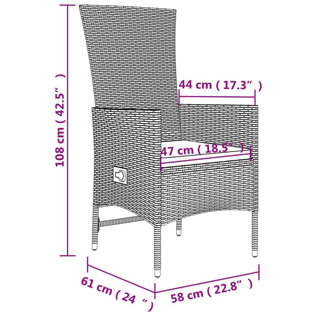 9-delige Tuinset met kussens poly rattan beige