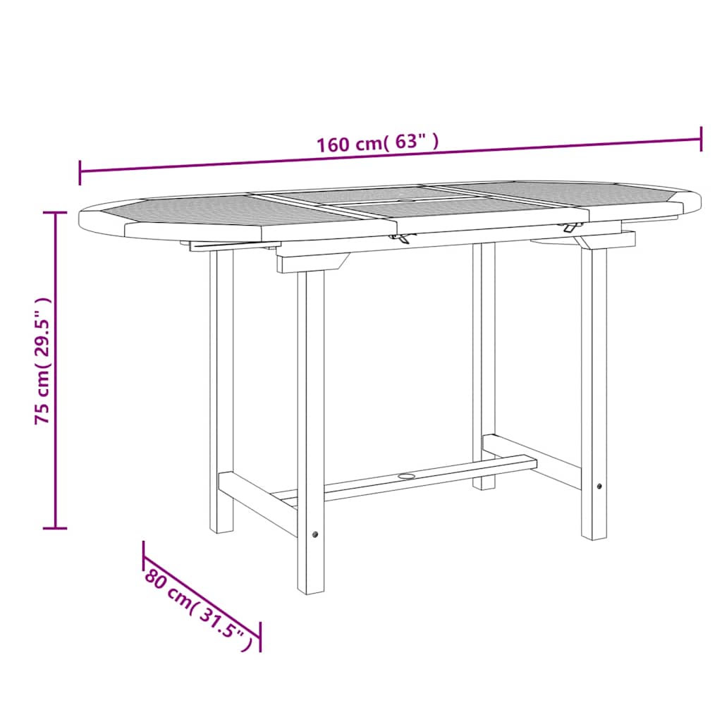 Tuintafel verlengbaar 110-160x80x75 cm massief teakhout is nu te koop bij PeponiXL, paradijselijk wonen!