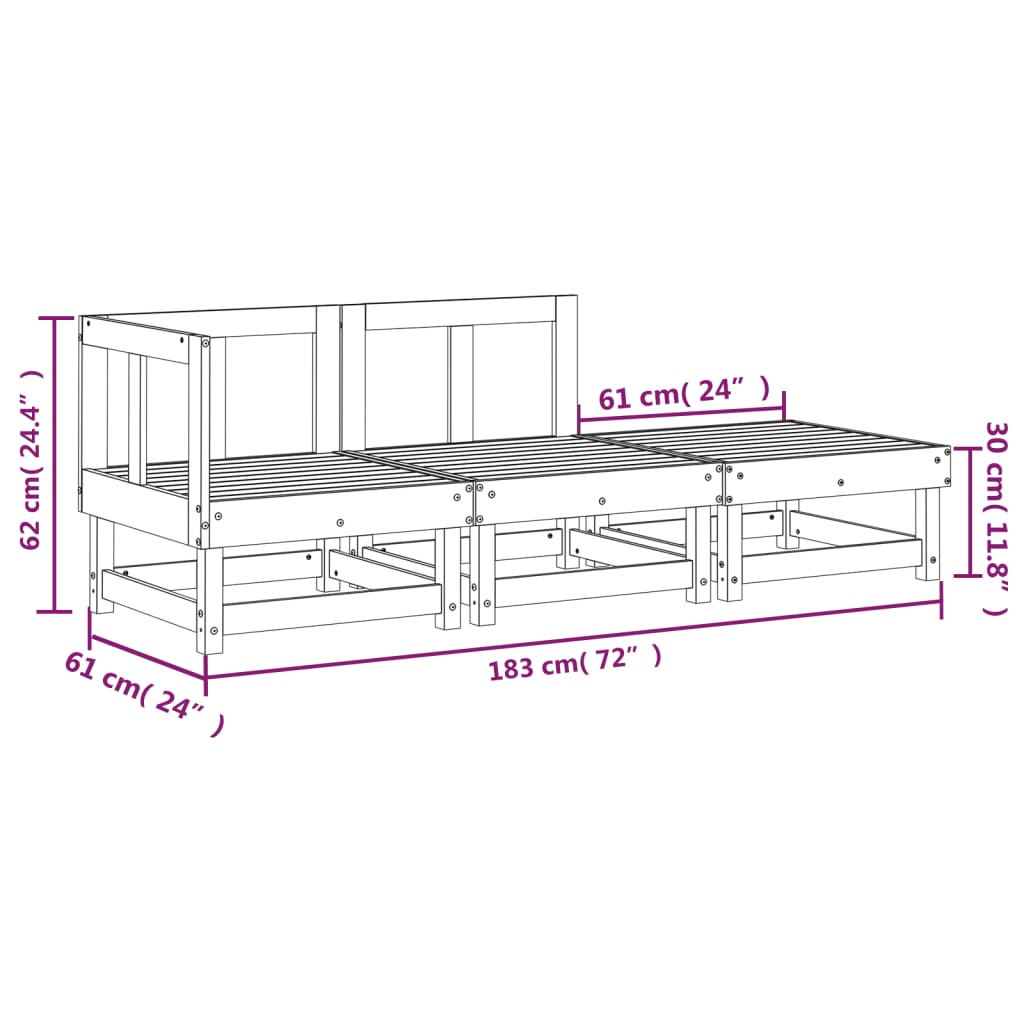 3-delige Loungeset massief grenenhout is nu te koop bij PeponiXL, paradijselijk wonen!
