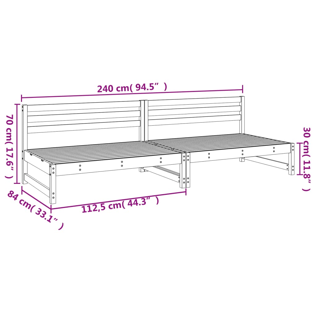Tuinmiddenbanken 2 st 120x80 cm geïmpregneerd grenenhout is nu te koop bij PeponiXL, paradijselijk wonen!