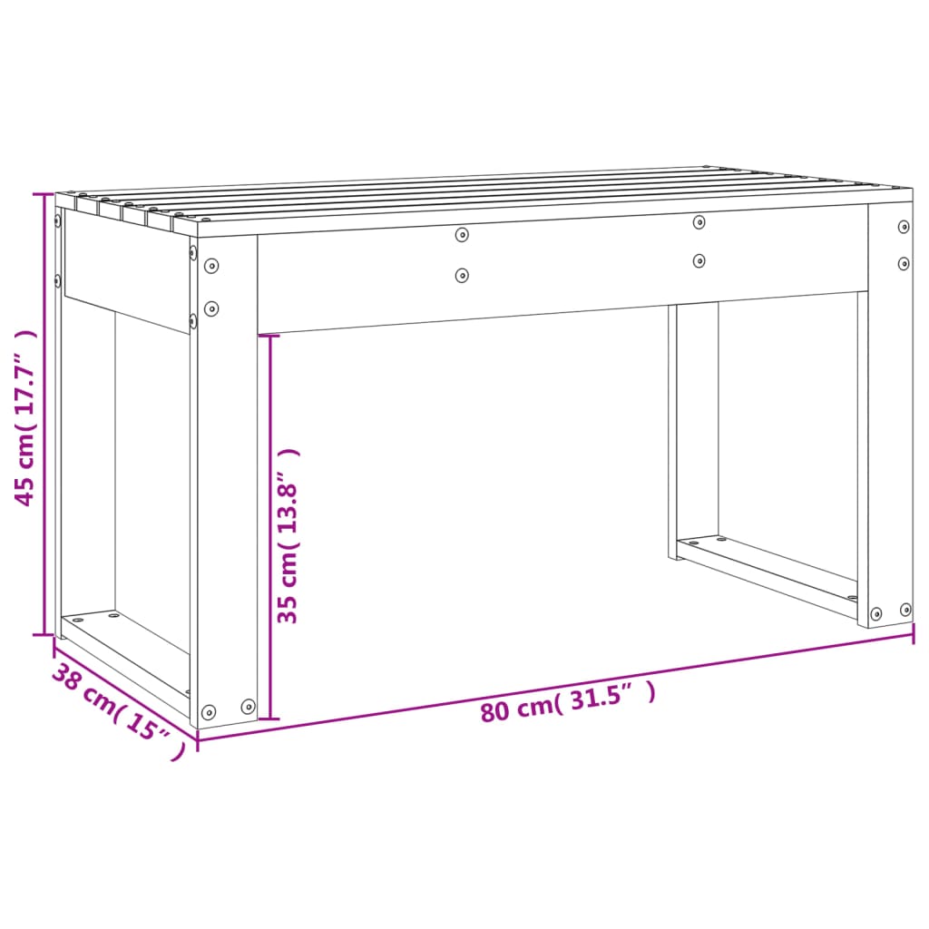 Tuinbank 80x38x45 cm massief grenenhout wit is nu te koop bij PeponiXL, paradijselijk wonen!