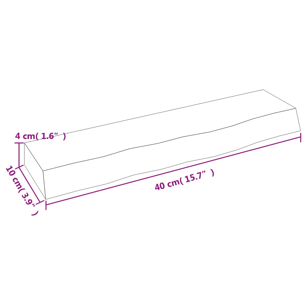 Wandschap 40x10x4 cm onbehandeld massief eikenhout is nu te koop bij PeponiXL, paradijselijk wonen!