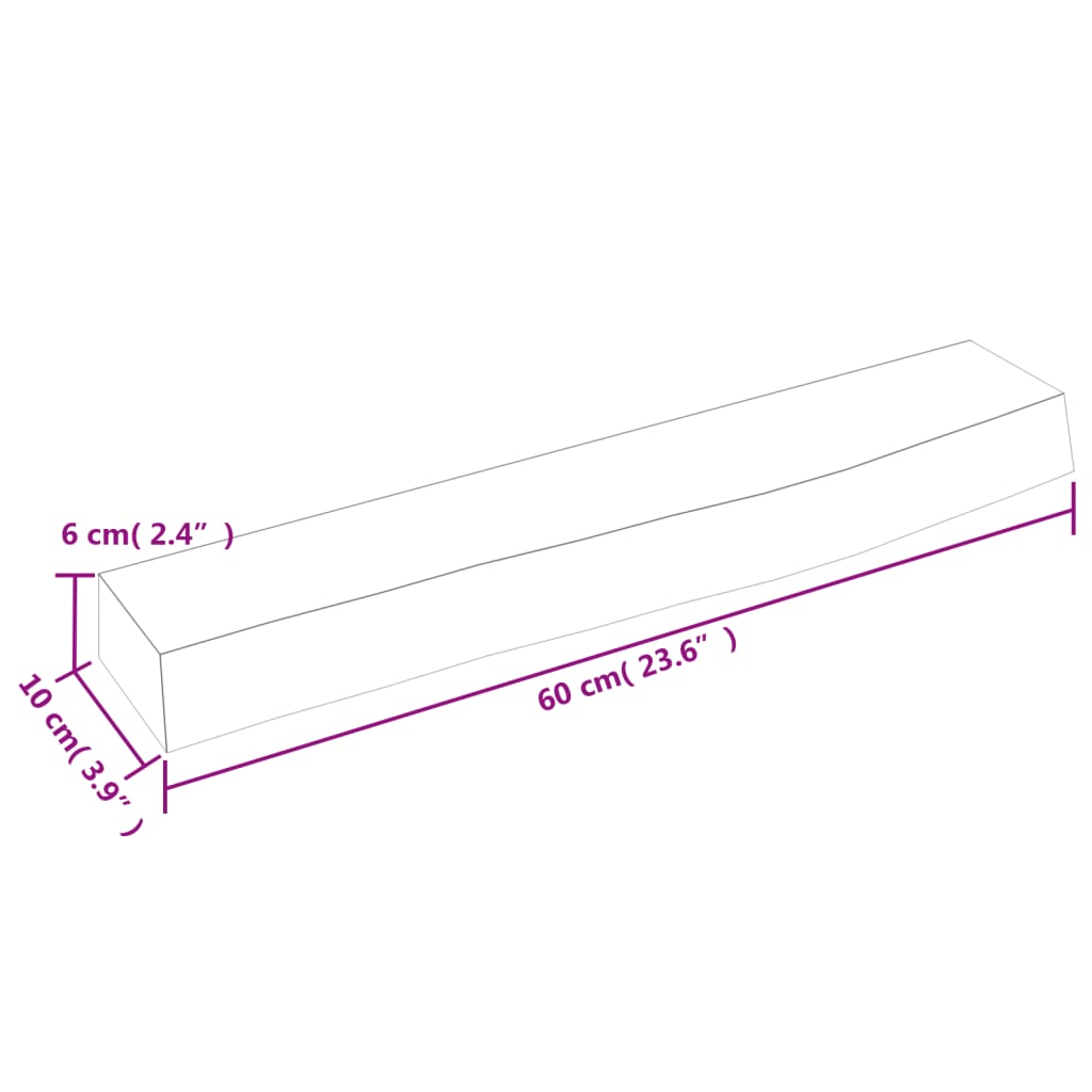 Wandschap 60x10x6 cm onbehandeld massief eikenhout is nu te koop bij PeponiXL, paradijselijk wonen!