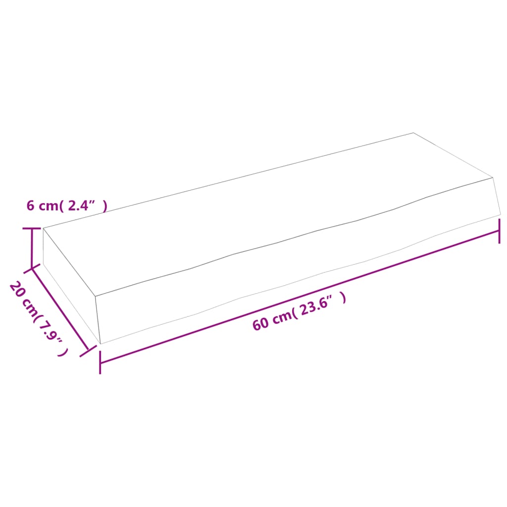 Wandschap 60x20x6 cm onbehandeld massief eikenhout is nu te koop bij PeponiXL, paradijselijk wonen!