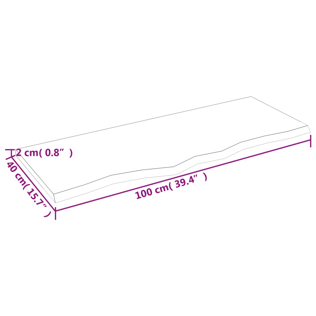 Wandschap 100x40x2 cm onbehandeld massief eikenhout is nu te koop bij PeponiXL, paradijselijk wonen!