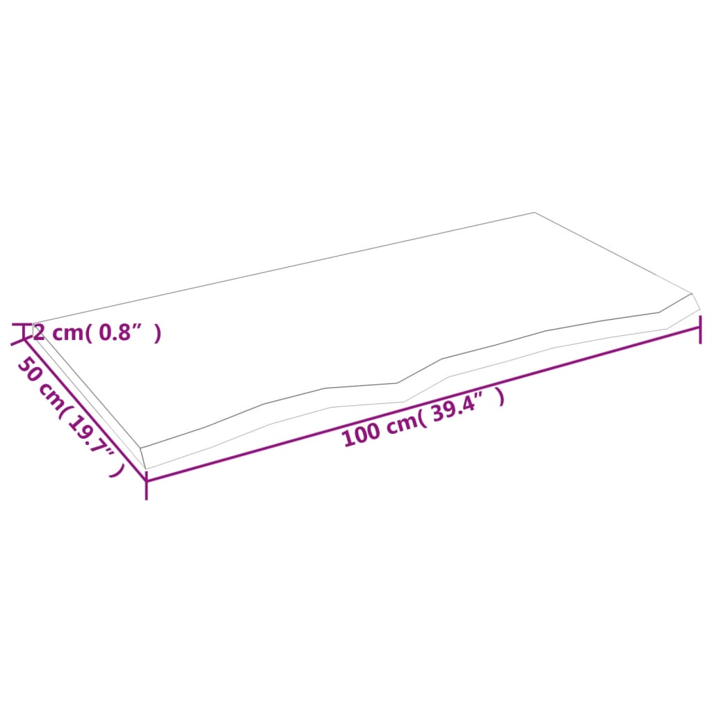 Wandschap 100x50x2 cm onbehandeld massief eikenhout is nu te koop bij PeponiXL, paradijselijk wonen!