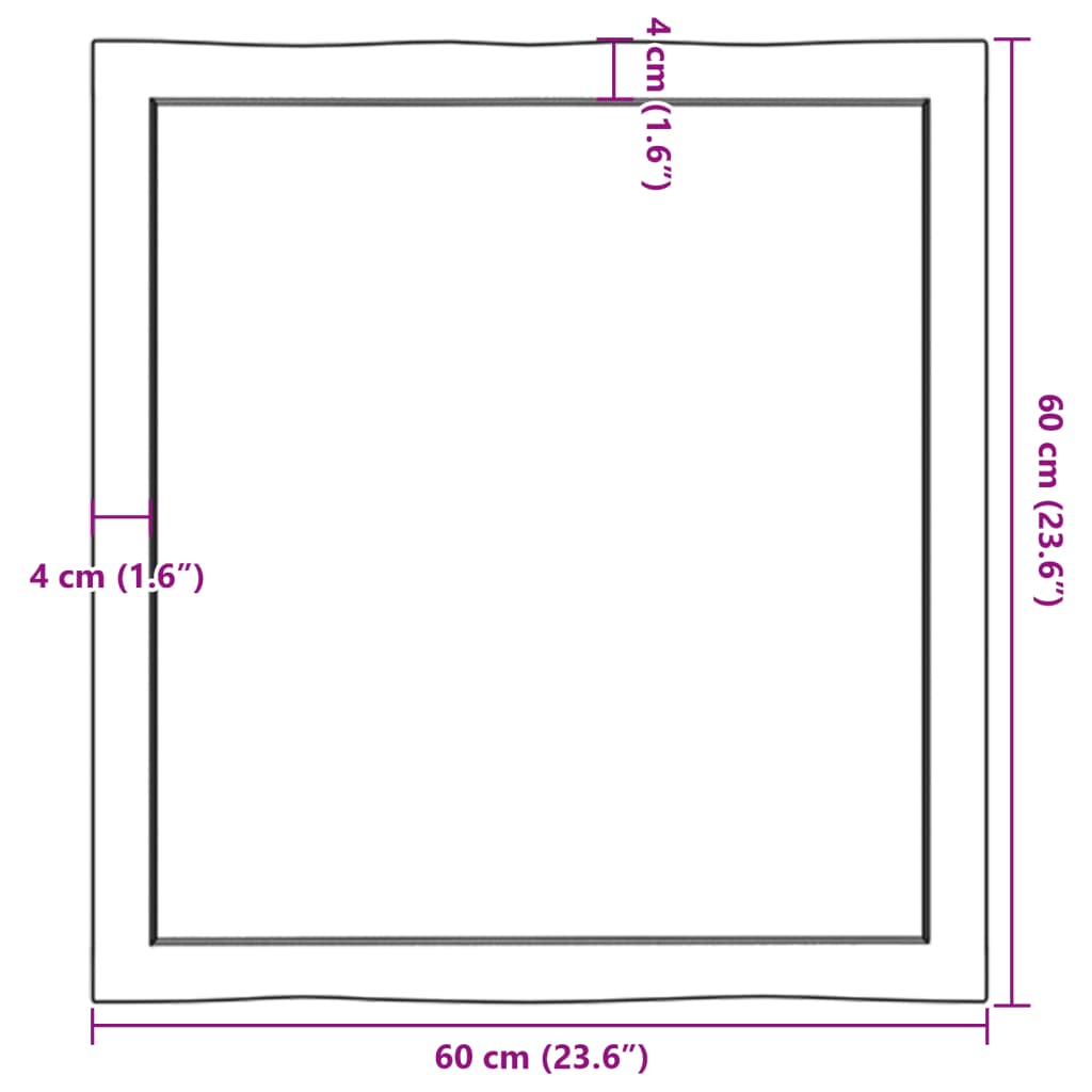 Tafelblad natuurlijke rand 60x60x(2-4) cm eikenhout donkerbruin is nu te koop bij PeponiXL, paradijselijk wonen!