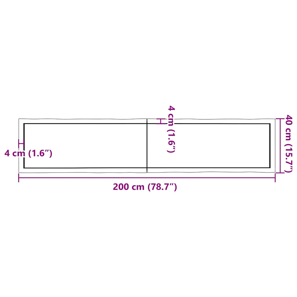 Tafelblad natuurlijke rand 200x40x(2-4)cm eikenhout donkerbruin is nu te koop bij PeponiXL, paradijselijk wonen!