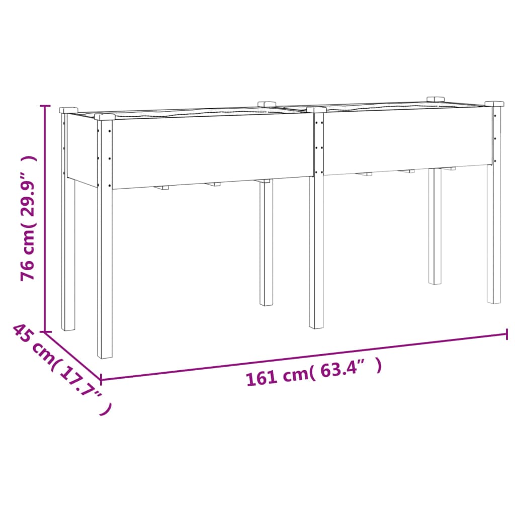 Plantenbak met voering 161x45x76 cm massief vurenhout grijs is nu te koop bij PeponiXL, paradijselijk wonen!