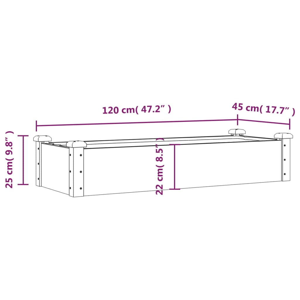 Plantenbak verhoogd met voering 120x45x25 cm vurenhout grijs is nu te koop bij PeponiXL, paradijselijk wonen!
