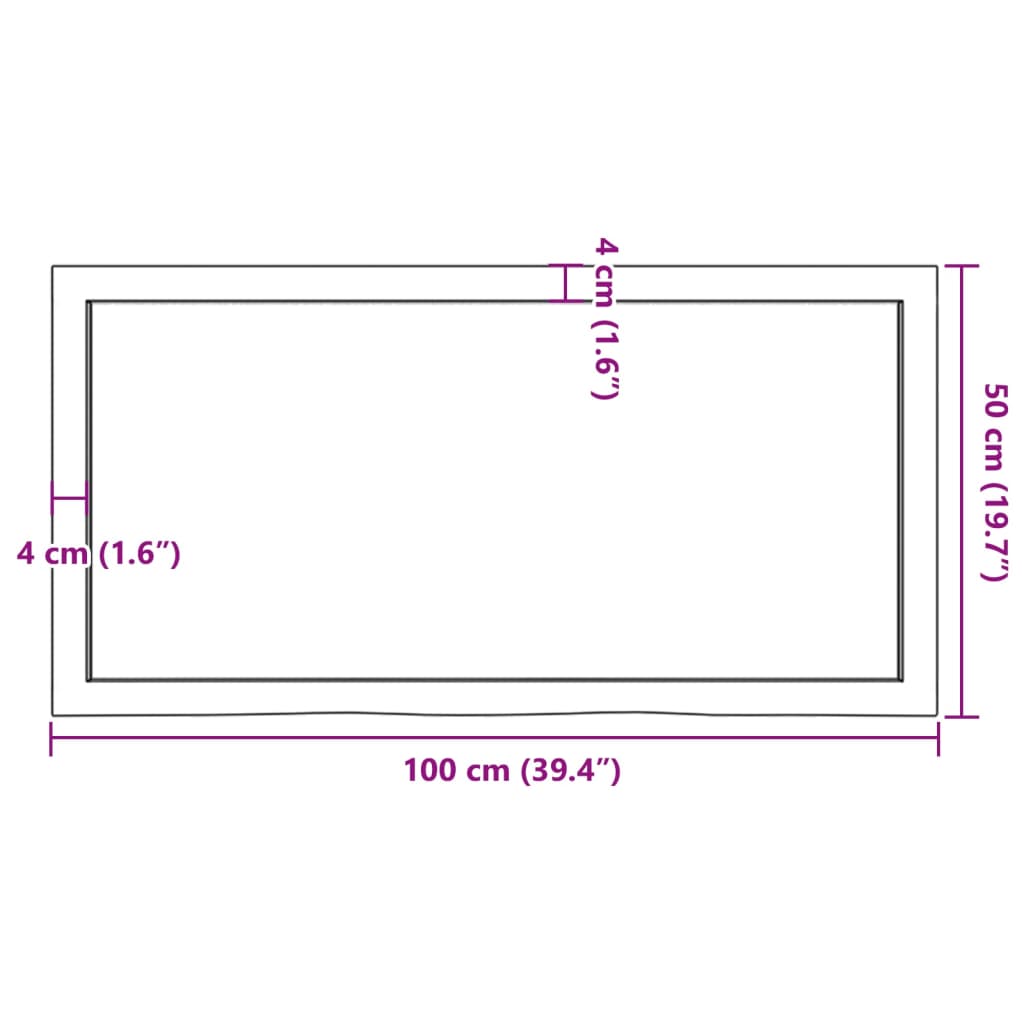 Wastafelblad 100x50x(2-4) cm behandeld massief hout donkerbruin is nu te koop bij PeponiXL, paradijselijk wonen!