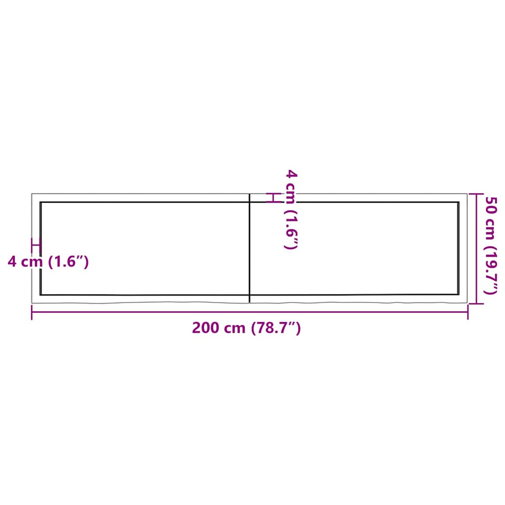 Wastafelblad 200x50x(2-6) cm behandeld massief hout donkerbruin is nu te koop bij PeponiXL, paradijselijk wonen!