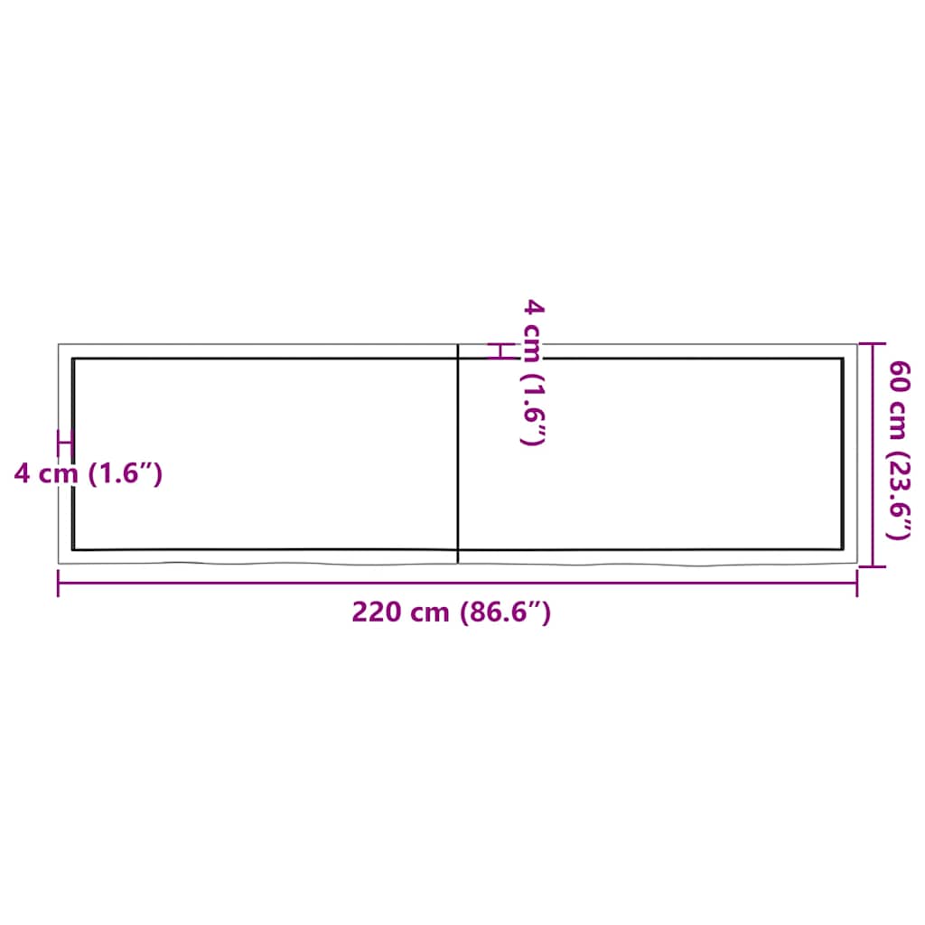 Tafelblad 220x60x(2-4)cm behandeld eikenhout donkerbruin is nu te koop bij PeponiXL, paradijselijk wonen!