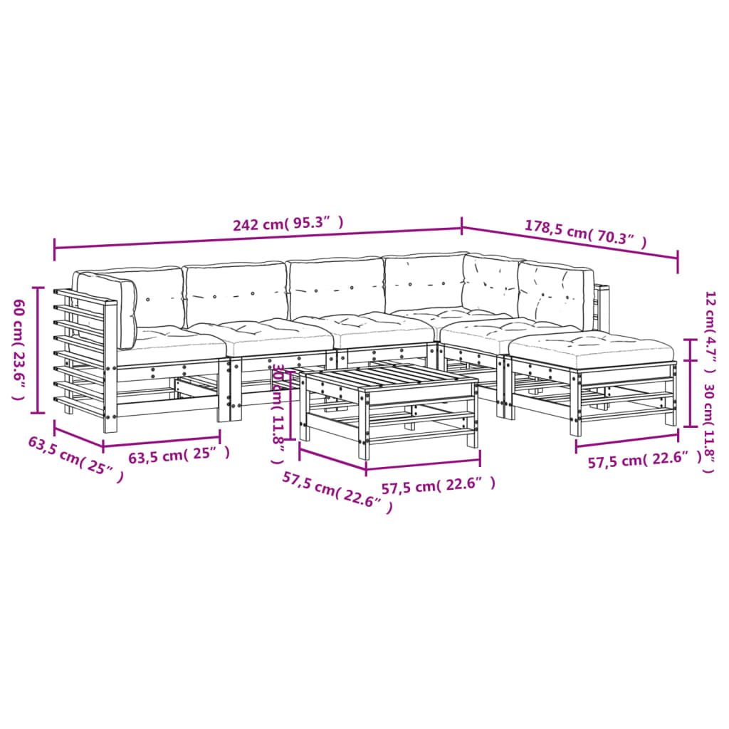 7-delige Loungeset met kussens geïmpregneerd grenenhout is nu te koop bij PeponiXL, paradijselijk wonen!