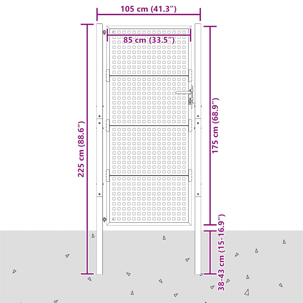 Tuinpoort Antraciet 100x175 cm Staal is nu te koop bij PeponiXL, paradijselijk wonen!