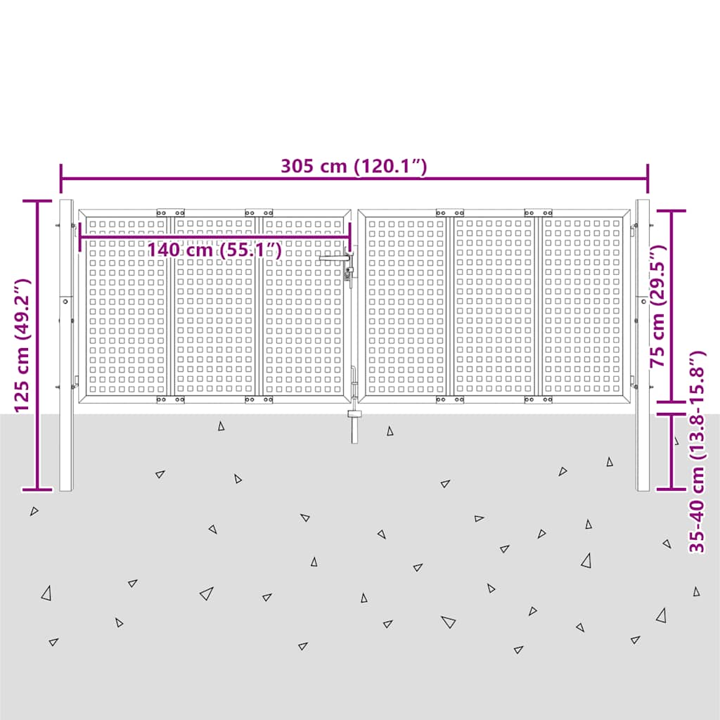 Tuinpoort Antraciet 300x75 cm Staal is nu te koop bij PeponiXL, paradijselijk wonen!