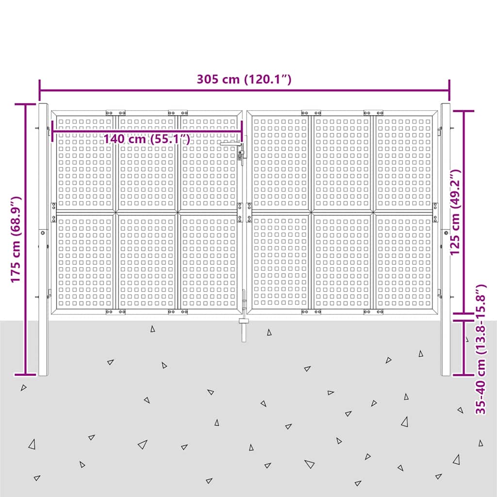 Tuinpoort Antraciet 300x125 cm Staal is nu te koop bij PeponiXL, paradijselijk wonen!