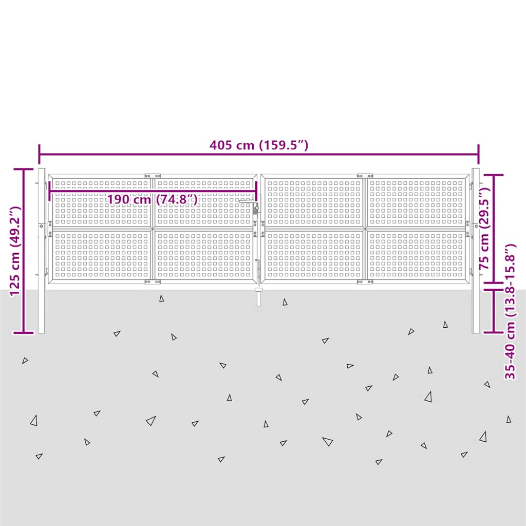 Tuinpoort Antraciet 400x125 cm Staal is nu te koop bij PeponiXL, paradijselijk wonen!