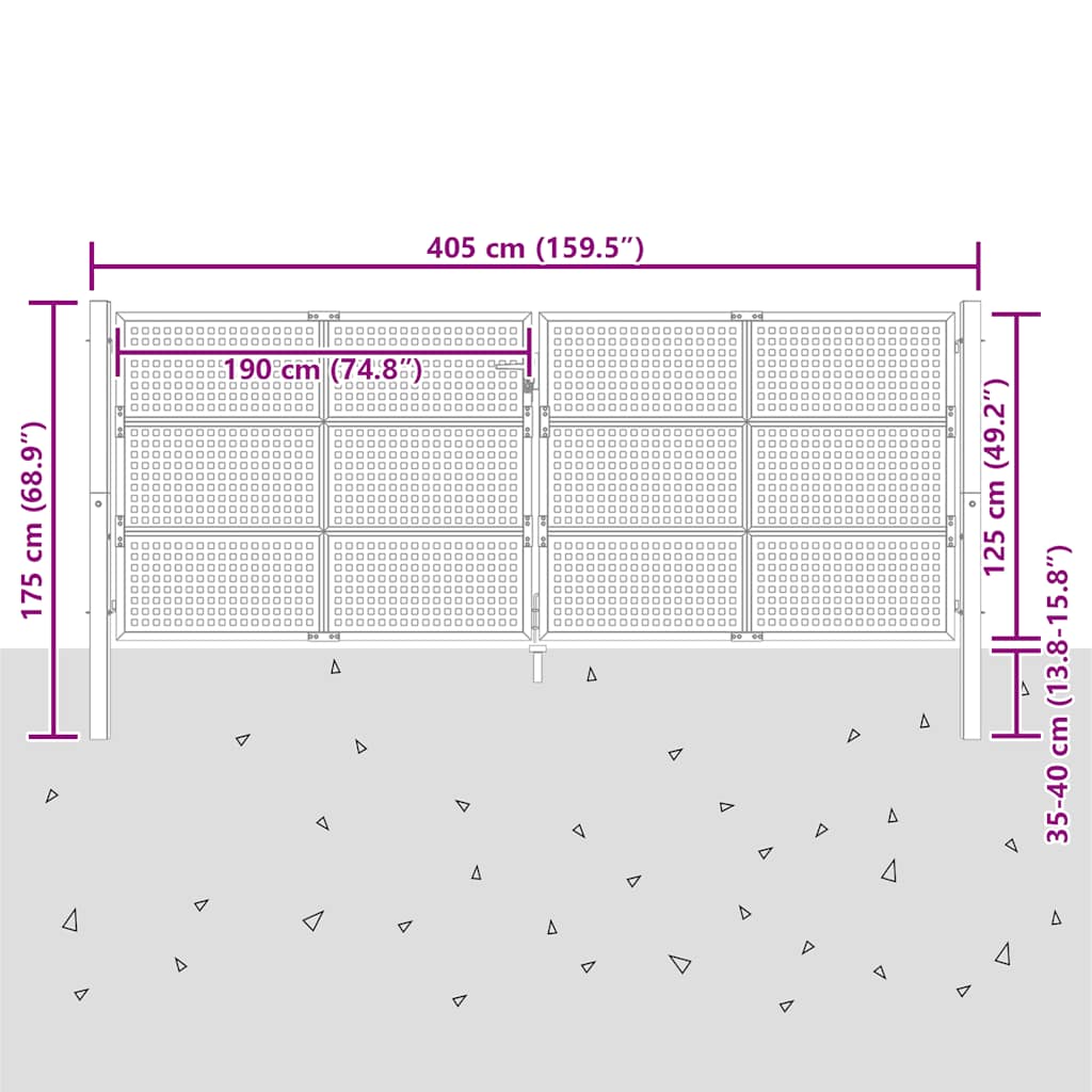 Tuinpoort Antraciet 400x125 cm Staal is nu te koop bij PeponiXL, paradijselijk wonen!