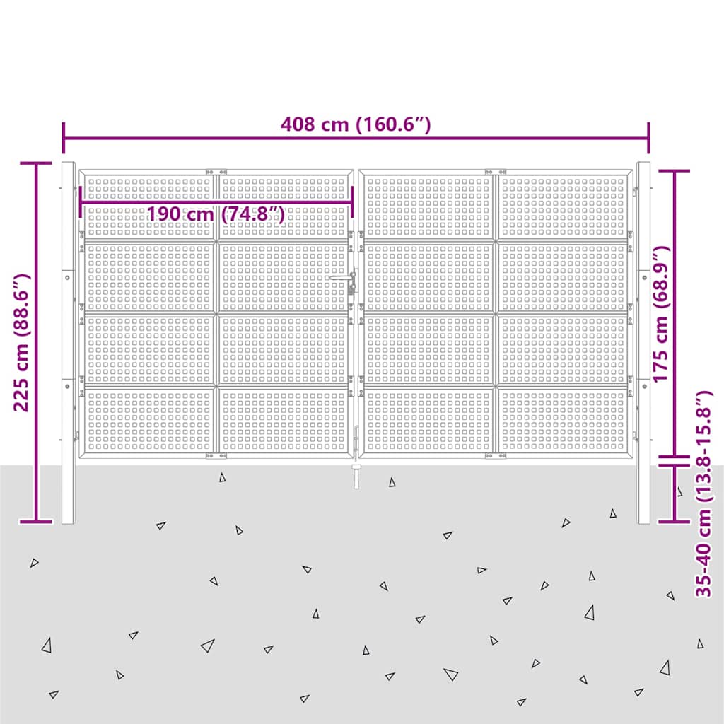 Tuinpoort Antraciet 400x175 cm Staal is nu te koop bij PeponiXL, paradijselijk wonen!