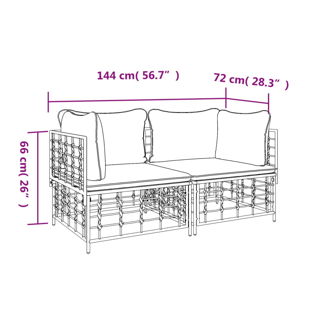 Hoekbanken sectioneel met kussens 2 st poly rattan is nu te koop bij PeponiXL, paradijselijk wonen!