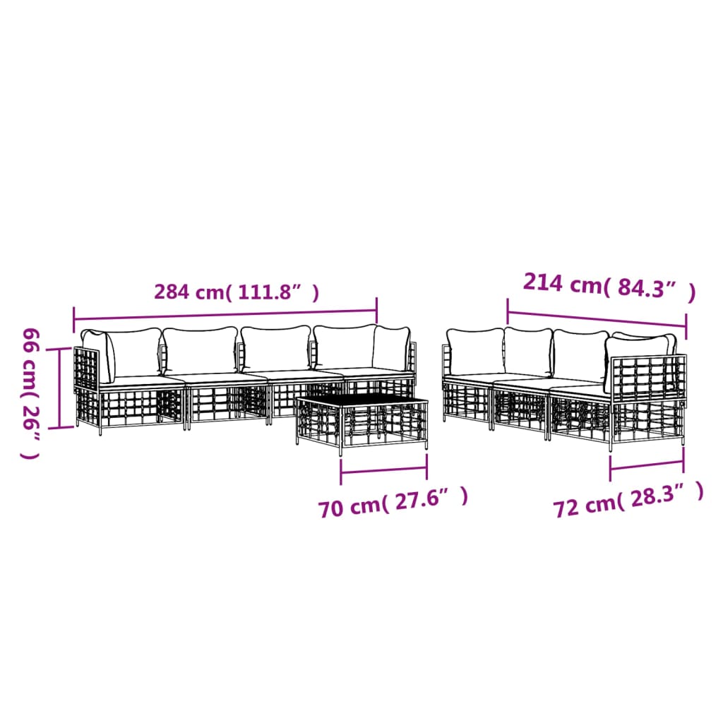 8-delige Loungeset met kussens poly rattan antracietkleurig is nu te koop bij PeponiXL, paradijselijk wonen!