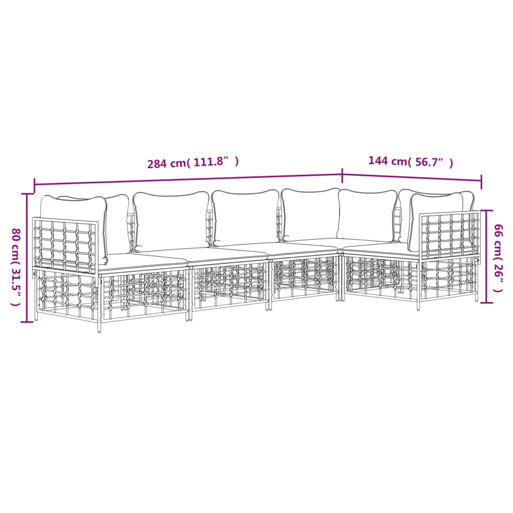 5-delige Loungeset met kussens poly rattan antracietkleurig is nu te koop bij PeponiXL, paradijselijk wonen!
