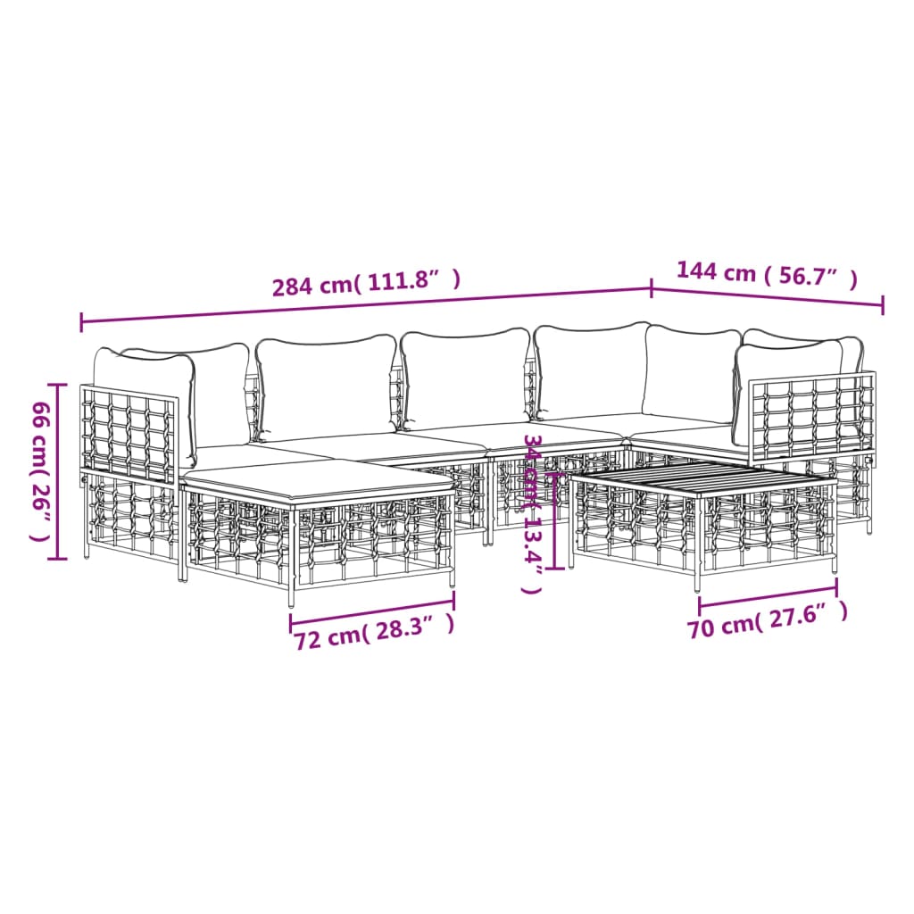 7-delige Loungeset met kussens poly rattan antracietkleurig is nu te koop bij PeponiXL, paradijselijk wonen!