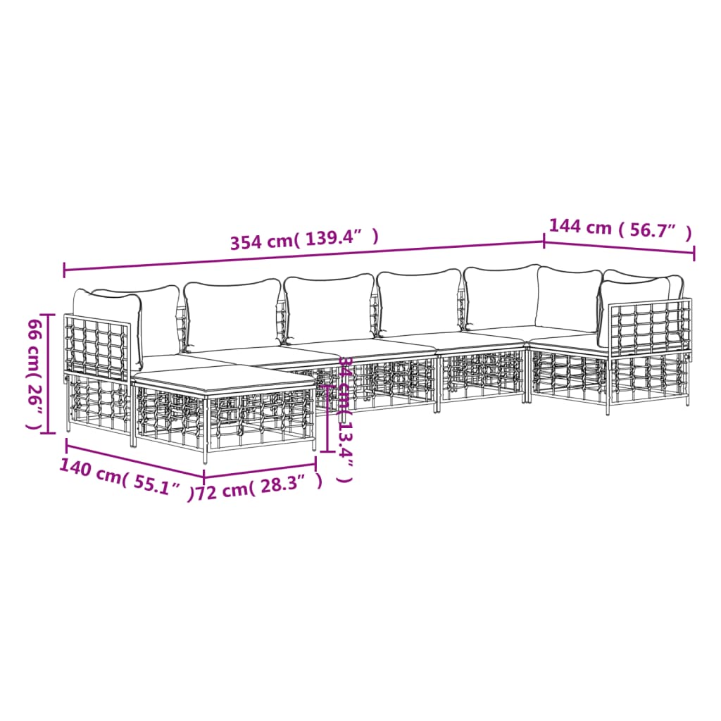 7-delige Loungeset met kussens poly rattan antracietkleurig is nu te koop bij PeponiXL, paradijselijk wonen!