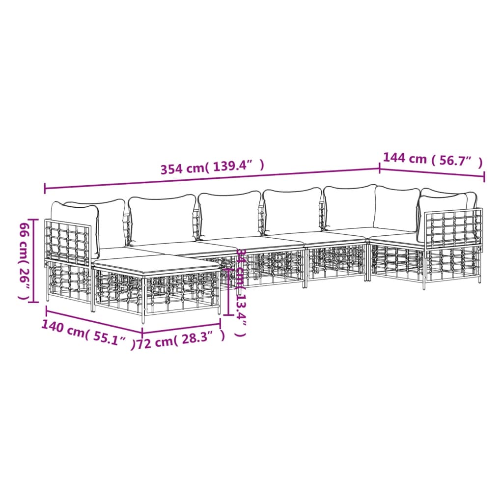 7-delige Loungeset met kussens poly rattan antracietkleurig is nu te koop bij PeponiXL, paradijselijk wonen!