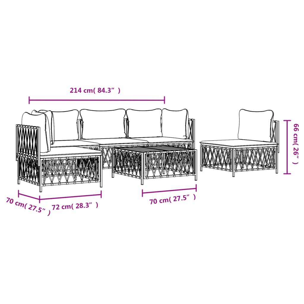 6-delige Loungeset met kussens staal wit is nu te koop bij PeponiXL, paradijselijk wonen!