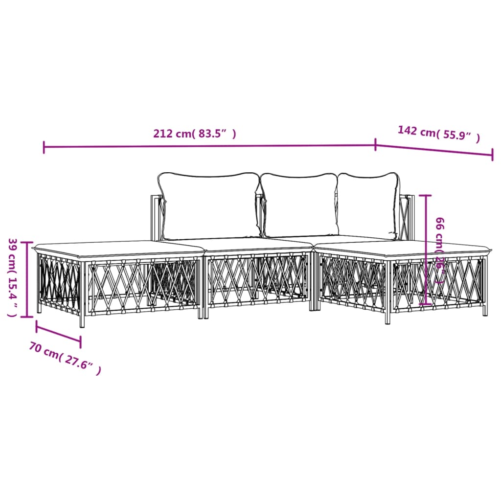 4-delige Loungeset met kussens staal antracietkleurig is nu te koop bij PeponiXL, paradijselijk wonen!