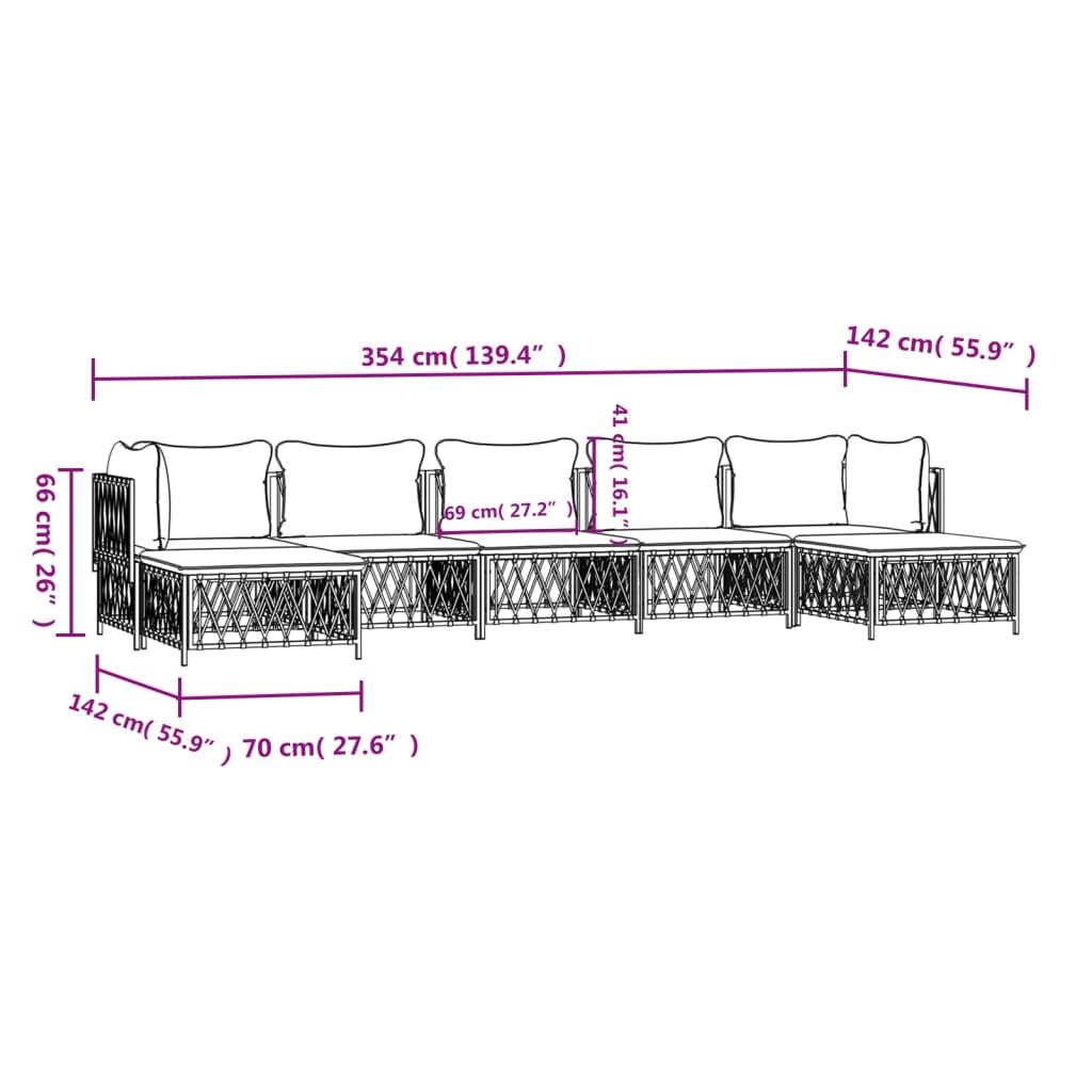 7-delige Loungeset met kussens staal wit is nu te koop bij PeponiXL, paradijselijk wonen!