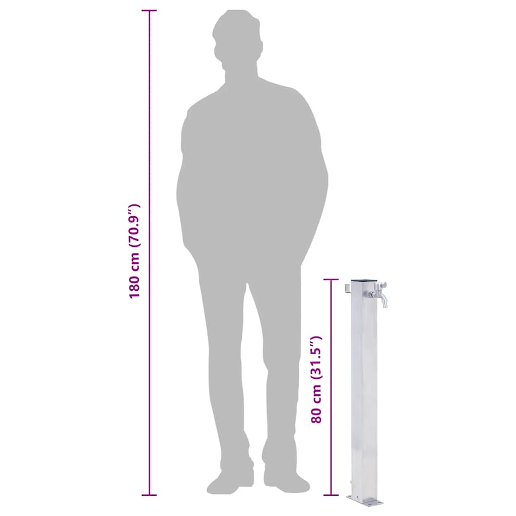 Waterzuil vierkant 80 cm roestvrij staal is nu te koop bij PeponiXL, paradijselijk wonen!