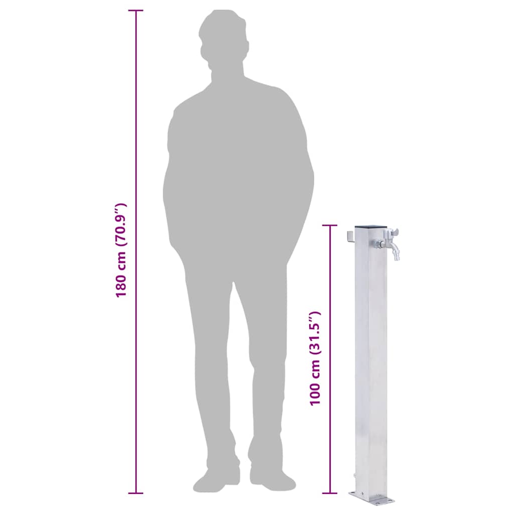 Waterzuil vierkant 100 cm roestvrij staal is nu te koop bij PeponiXL, paradijselijk wonen!