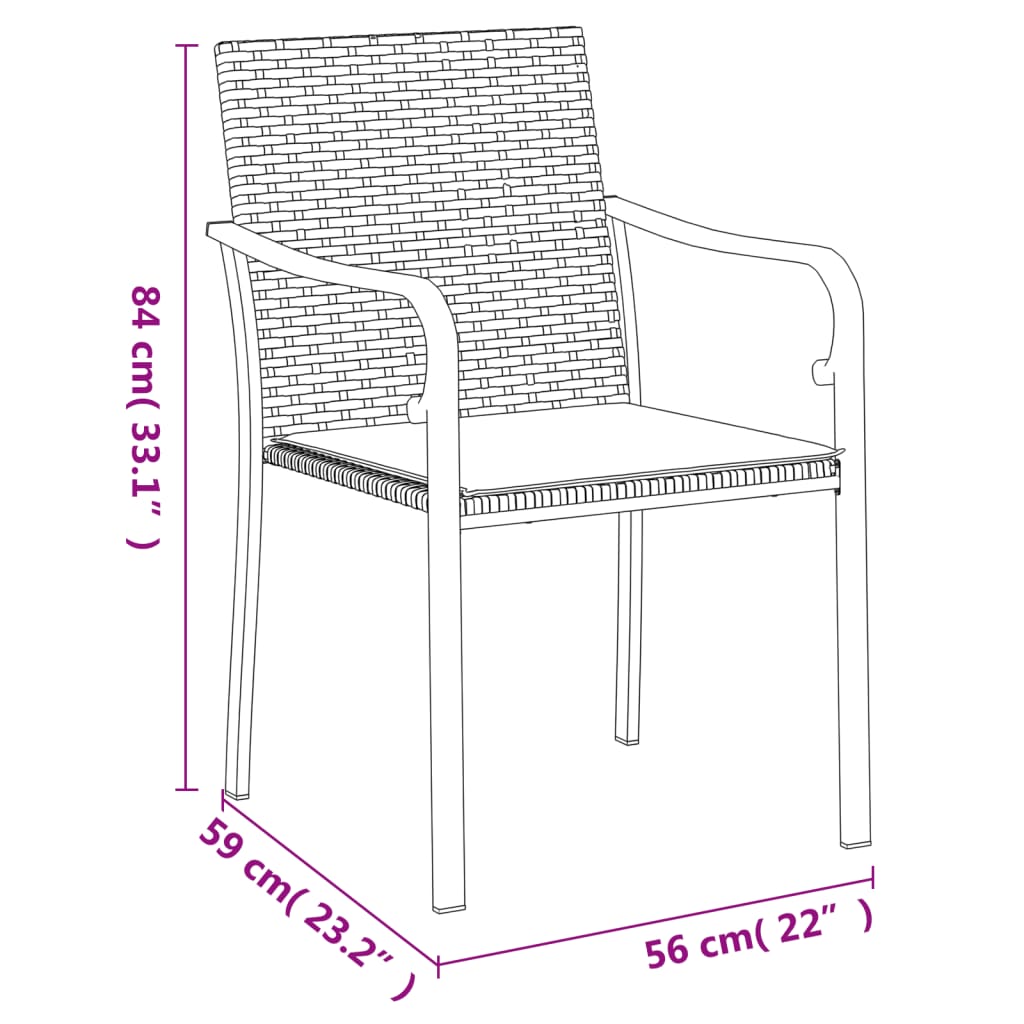Tuinstoelen 6 st met kussens 56x59x84 cm poly rattan bruin is nu te koop bij PeponiXL, paradijselijk wonen!