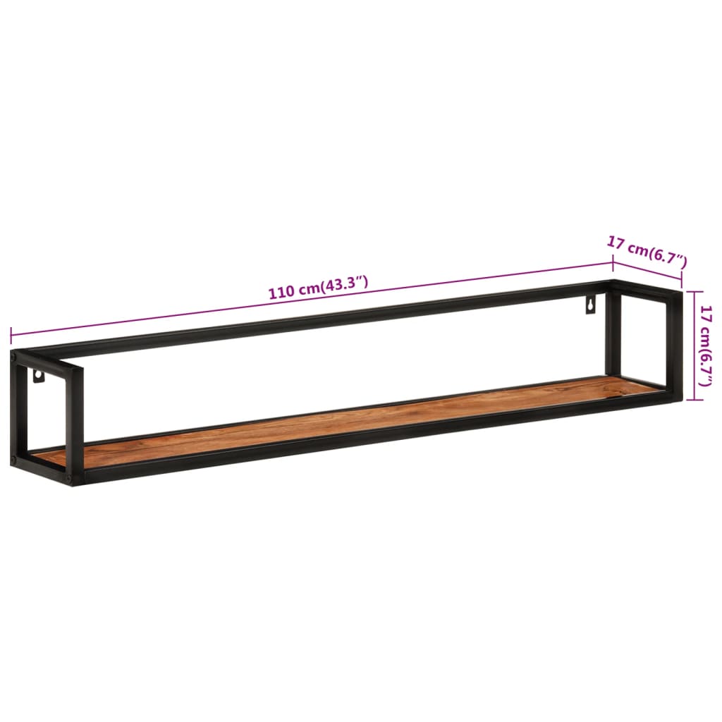 Wandschappen 2 st 110x17x17 cm massief acaciahout en ijzer is nu te koop bij PeponiXL, paradijselijk wonen!