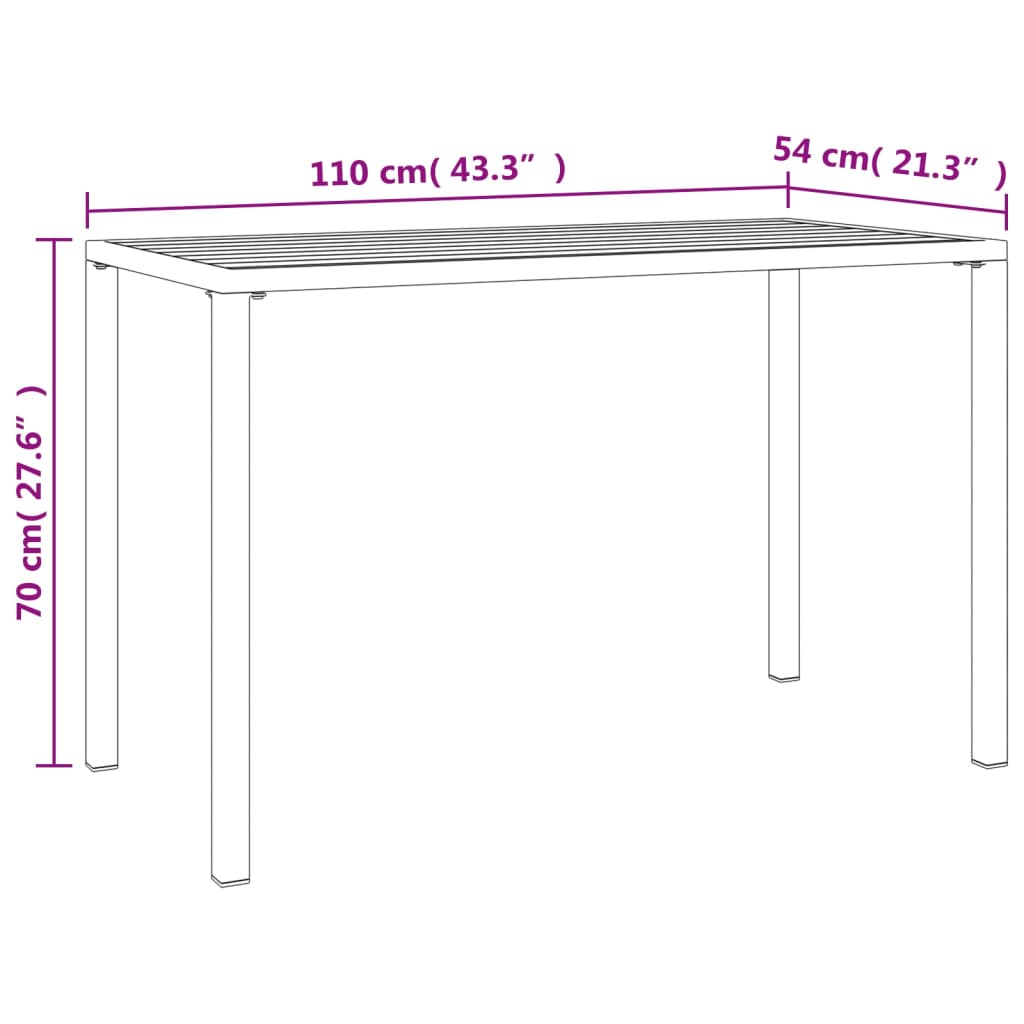 Tuintafel 110x54x70 cm staal antracietkleurig is nu te koop bij PeponiXL, paradijselijk wonen!